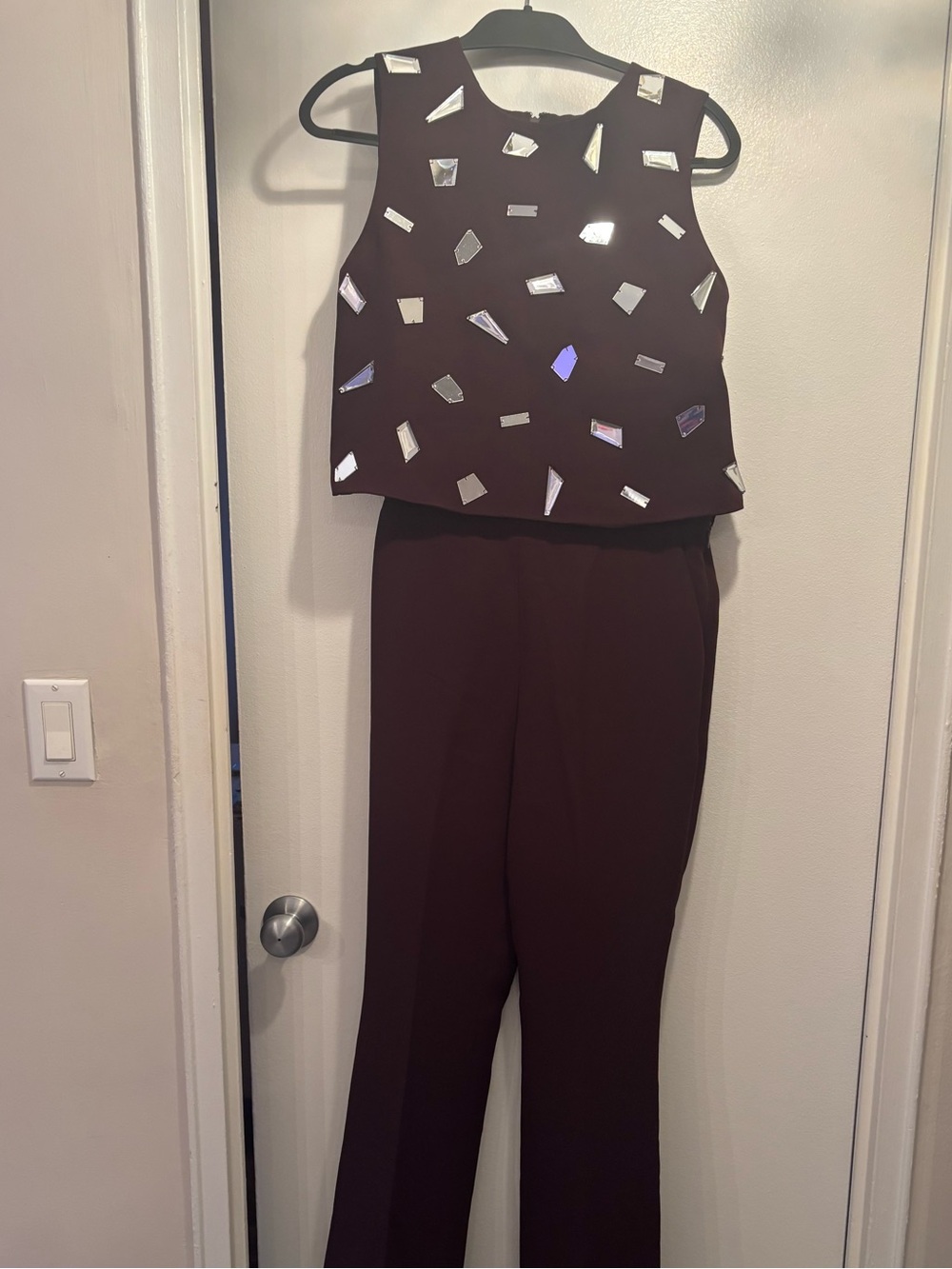 Whistles Burgundy Sleeveless set with Mirrored Embellishments